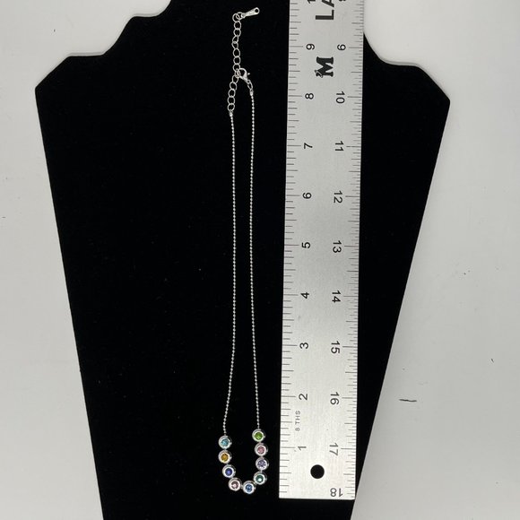 Beautiful Multi Colored Gemstone Silver Chain Necklace, Birthstones - Picture 7 of 9